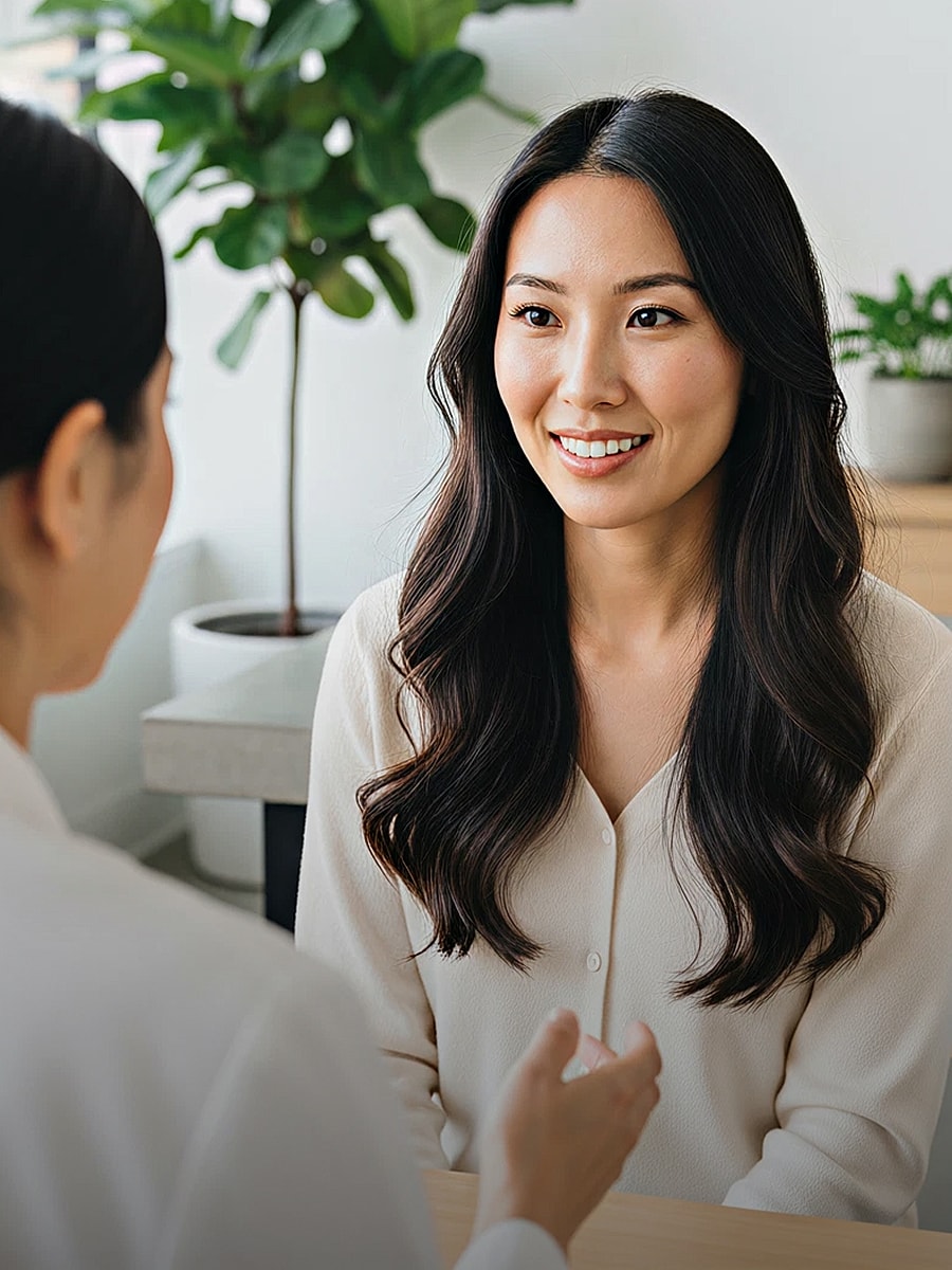 Los Gatos Primary Care model receiving cosmetic treatment in clinic setting.